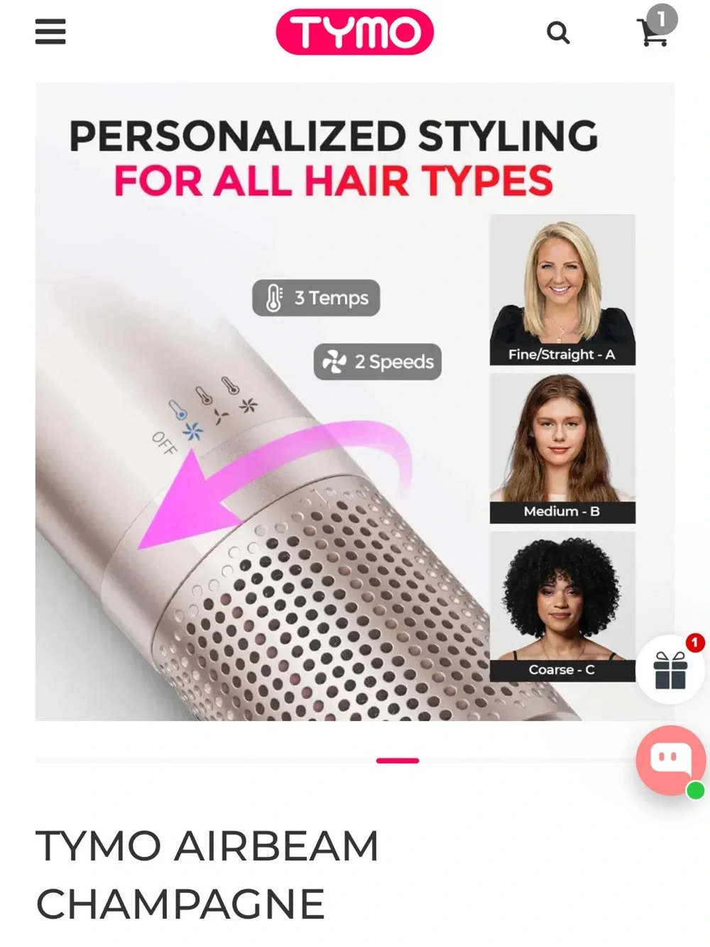 Tymo Hot Air Brush Champagne